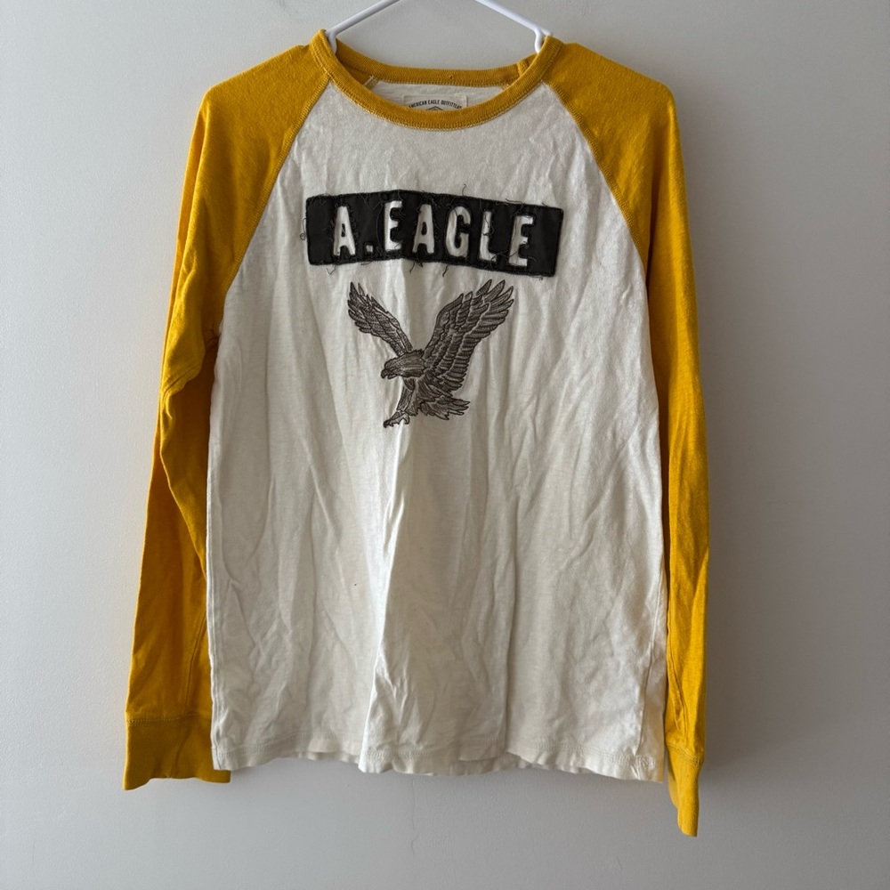 American Eagle Outfitters Vintage Yellow and Cream Shirt